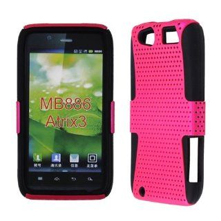 For Motorola Atrix 4g Mb886 Hot Pink Snap And Black Skin Heavy Duty Snap On Case Accessories Cell Phones & Accessories