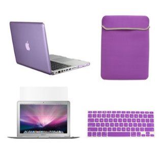 TopCase New Macbook Pro 13" 13 inch with Retina Display Model: A1425 and A1502 (NEWEST VERSION 2013) 4 in 1 Bundle   Purple Crystal Hard Case Cover + Matching Color Soft Sleeve Bag + Silicone Keyboard Cover + LCD HD Clear Screen Protector with TopCase