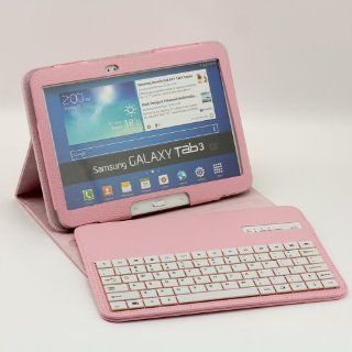 Removable Wireless Bluetooth Keyboard ABS Plastic Keys and Protective Case for Samsung Galaxy Tab 3 10.1 10.1inch Tablet P5200(Pink): Computers & Accessories