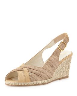 Suede Leather Combo Wedge, Beige   Sesto Meucci