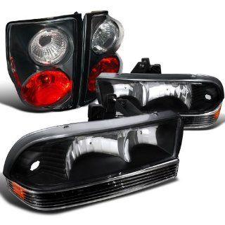 Chevy S10 Black Headlights+Bumper+Tail Brake Rear Stop Lamps: Automotive