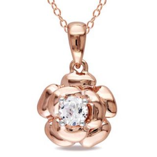 0mm Lab Created White Sapphire Rose Pendant in Rose Rhodium Plated