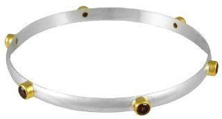22k Gold Overlay Sterling Silver Garnet Bangle Bracelet by Michou: Jewelry