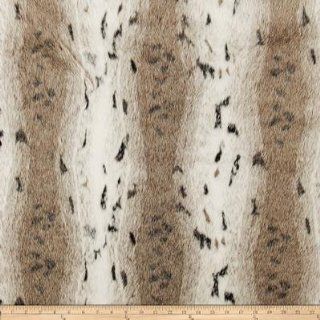Faux Fur Snow Lynx White/Brown Fabric