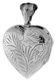 Sterling Silver Heart Locket Hand Engraved, 1 inch: Locket Necklaces: Jewelry