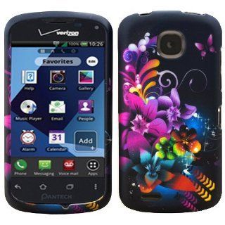 MINITURTLE, Slim Fit Rubber Feel 2 Piece Graphic Image Snap On Hard Phone Case Cover and Screen Protector for Android Smartphone Pantech Marauder R910L, Pantech Star Q /Verizon (Purple Flower Butterfly): Cell Phones & Accessories