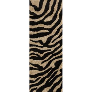 Meticulously Woven Black/white Zebra Aquila Animal Print Rug (27 X 73)