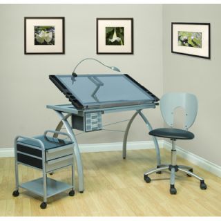 Studio Designs Futura Glass Drafting Table Set of:  10050 and 10054 and 10052