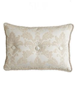 Damask Pillow w/ Silk Button Detail, 14 x 20   Dian Austin Villa