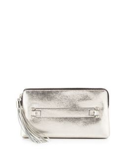 Rivington Crackled Metallic Clutch Bag, Champagne   Milly