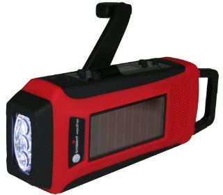 Ambient Weather WR 099 Compact Emergency Solar Hand Crank AM/FM/WeatherBand Digital Radio, Flashlight, Cell Phone Charger and Cables  