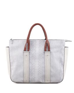 Traffic Snake Embossed Tote, Light Gray/Cognac   French Connection