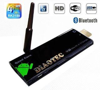 DIAOTEC(TM) CX 919 Mini PC Android TV Dongle. Quad Core RK3188 ARM Cortex A9 process.UP to 1.6 1.8GHZ, Mali 400MP4 Quad core GPU, Support Opengl ES 1.1/2.0, Openvg 1.1 Opencl;RAM DDR3 2GB;Nand Flash 8GB;Bluetooth 2.0; Google Android 4.2 : Tablet Computers 