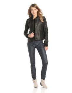 10 Crosby Derek Lam Women's Leather Varsity Jacket, Black, 2 at  Womens Clothing store: Leather Outerwear Jackets