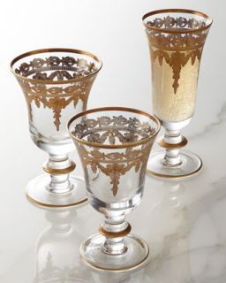 Four Vetro Gold Champagne Flutes   Arte Italica