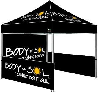 Commercial Grade Eurmax Deluxe Pop up Tent with Custom Full Color Imprinted Canopy and Side / Back Walls for Trade Shows, Events, Exhibits, Markets and More (10 x 10) : Family Tents : Patio, Lawn & Garden
