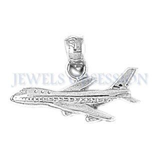 Rhodium Plated 925 Sterling Silver Airplane Pendants Jewels Obsession Jewelry