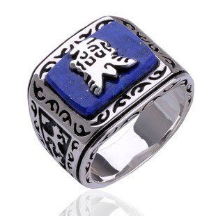 Inlaid Lapis Lazuli Gemstone Ring .925 Thai Silver Jewelry for Men's Fashion Size 10: Sports & Outdoors