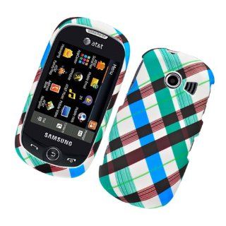 Blue Plaid Rubberized Hard Faceplate Cover Phone Case for Samsung Flight 2 A927 SGH A927: Cell Phones & Accessories