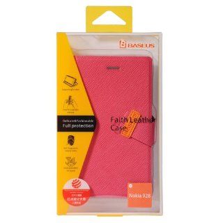Baseus Stand Flip Premium PU Thin Leather Cover Case for Nokia Lumia 928 (Rose Red): Cell Phones & Accessories