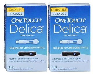 Delica Lancets 2 Boxes X 100 Extra Fine 33 Gauge Lancets: Health & Personal Care