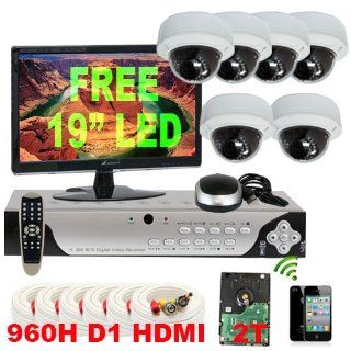 GW High End CCTV Surveillance Security Camera System, FREE LED Monitor, 8 Channel 2TB HDD 960H & D1 Real Time Recording, 6 Sony CCD Cameras 700 TVL VariFocal Lens, iPhone Android Viewable : Complete Surveillance Systems : Camera & Photo