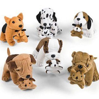 Plush Dogs Holding Puppies (1 dz): Toys & Games