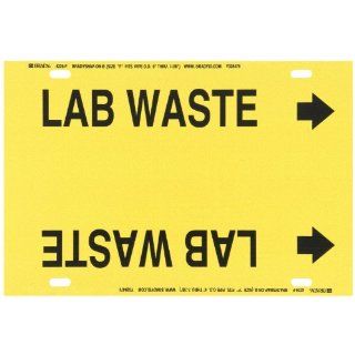 Brady 4226 F Brady Strap On Pipe Marker, B 915, Black On Yellow Printed Plastic Sheet, Legend "Lab Waste": Industrial Pipe Markers: Industrial & Scientific