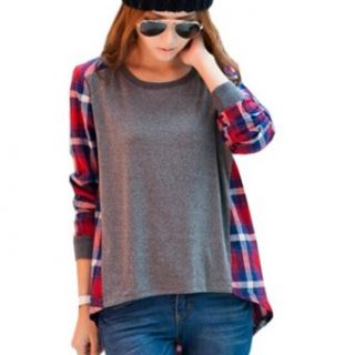 Fashion Style New Women Loose Cotton Plaid Long Sleeve Blouse Tops T shirt S M L at  Womens Clothing store