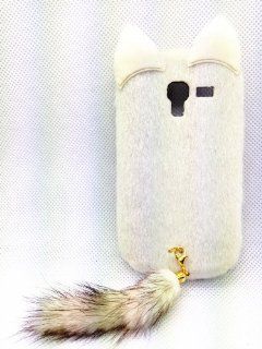 White 3D Charming Smile Cat Classic Cute Lovely Special Party Plush Leopard Tail Ear Cat Case Cover For Smart Mobile Phones (Samsung Galaxy Exhibit T599 (T Mobile), White Tail): Cell Phones & Accessories