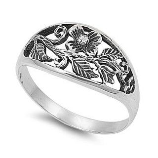 Esthetical Articulation Flower Ring Sterling Silver 925: Jewelry