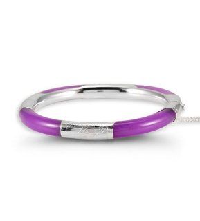 Solid .925 Sterling Silver Purple Jade Bangle Bracelet: Jewelry