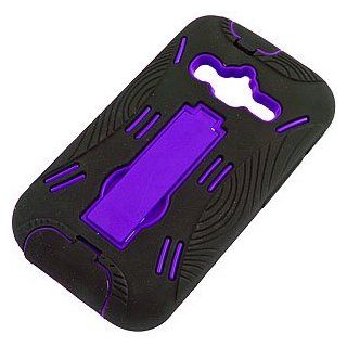 Armor Dual Layer Cover w/ Kickstand for Samsung Galaxy Rugby Pro i547, Black/Purple Cell Phones & Accessories
