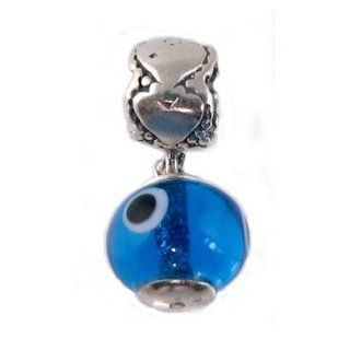 925 Sterling Silver Round Evil Eye Charm  Fits Pandora Beads: Love & Lucky: Jewelry
