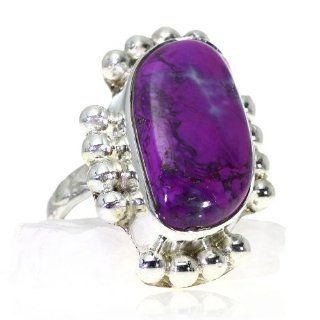 Purple Mohave Turquoise Women Ring (size: 6.50) Handmade 925 Sterling Silver hand cut Purple Mohave Turquoise color Purple 11g, Nickel and Cadmium Free, artisan unique handcrafted silver ring jewelry for women   one of a kind world wide item with original 