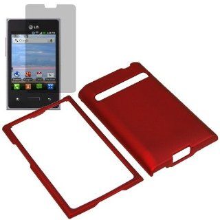 BW Hard Shield Shell Cover Snap On Case for Straight Talk, Net 10 LG Optimus Logic L35G + Fitted Screen Protector  Red: Cell Phones & Accessories