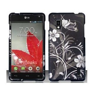 3 Items Combo For LG Optimus G / Eclipse 4G LTE LS970 (Sprint) White Flowers Design Snap On Hard Case Protector Cover + Free Opening Tool + Free Animal Rubber Band Bracelet: Cell Phones & Accessories
