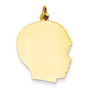 10k Plain Large .013 Gauge Facing Right Engravable Boy Head Charm, Best Quality Free Gift Box Satisfaction Guaranteed: Jewelry