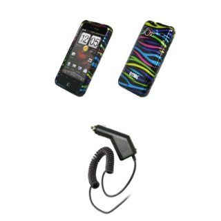 EMPIRE Neon Rainbow Zebra Stripes Design Snap On Cover Case + Car Charger (CLA) for HTC Droid Incredible: Cell Phones & Accessories