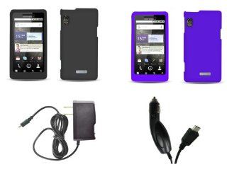 Motorola Droid 2 A955 (Verizon) Combo Pack   2 Premium Rubberized Hard Cover Cases (Black, Purple) + Wall Charger + Car Charger: Cell Phones & Accessories