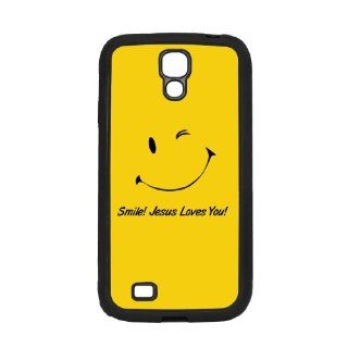 Samsung Galaxy S4 Black Case Smile Jesus Loves You Cell Phones & Accessories