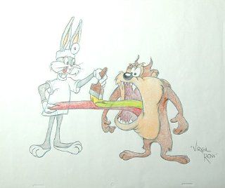 Bugs Bunny and Tasmanian Devil   Original Pencil Drawing By Virgil Ross Circa Late 1980's to Early 1990's of Character From Cartoon.: Virgil Ross: Entertainment Collectibles