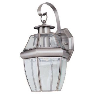 Sea Gull Lighting 8037 965 Single Light Lancaster Small Classic Outdoor Wall Lantern, Clear Beveled Glass and Antique Brushed Nickel   Wall Porch Lights  
