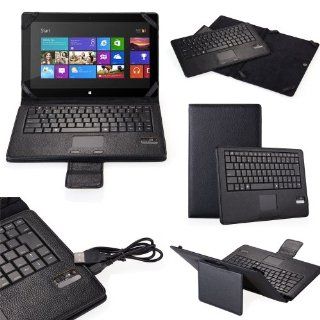 Detachable Removable Folding Wireless Bluetooth Keyboard Pu Leather Stand Case Cover Mouse Touchpad for Microsoft Surface Rt/pro Win8 Windows 8 Tablet black: Electronics