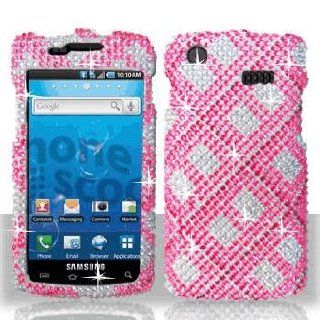 Premium   Samsung i897/Captivate Full Diamond Hot Pink Plaid Cover   Faceplate   Case   Snap On   Perfect Fit Guaranteed Cell Phones & Accessories