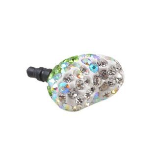 Green Crystals Heart 3.5mm Earphone Cap Dust Proof Plug for Phone: Cell Phones & Accessories