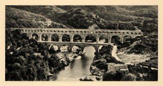 1943 Pont Du Gard River France Aqueduct Nimes Uzes   Original Photogravure   Prints