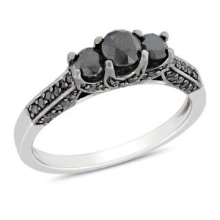 CT. T.W. Enhanced Black Diamond Three Stone Engagement Ring in