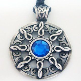 Sun and Moon Angel Star Blue Crystal Pewter Pendant Necklace: Jewelry