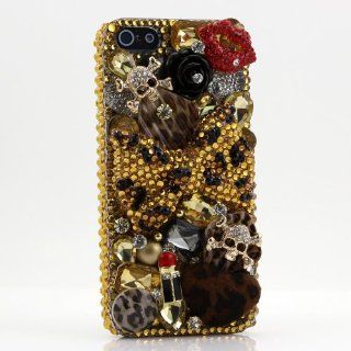 Luxury iphone 5 3D Swarovski Leopard Bow Red Lips Crystal Bling Case Cover AT&T Verizon and Sprint (100% handcrafted by BlingAngels) Cell Phones & Accessories